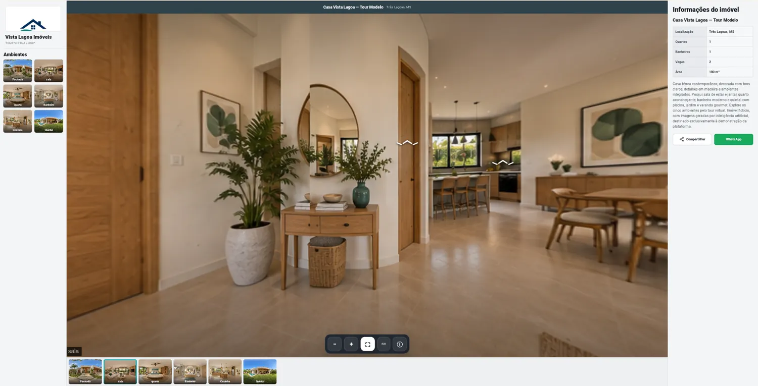 Exemplo de tour virtual 360 para imóvel